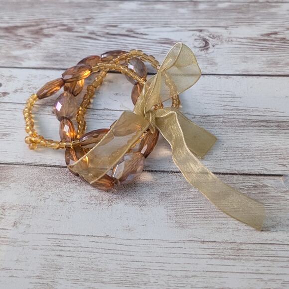 Set of 3 Stretch Bracelets Amber Tones - Picture 4 of 8